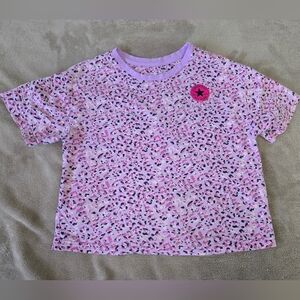 Converse Girls Lavender Pink Leopard Short Sleeve Tee